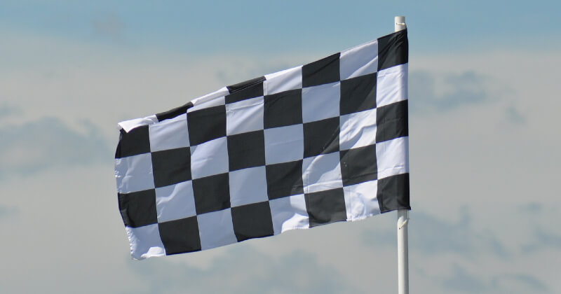 Checkered flag for user conversion on a website.