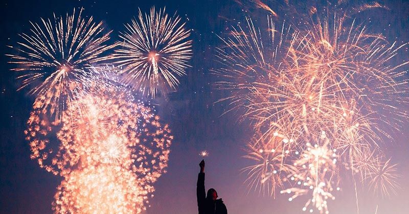 Man enjoying a fireworks show