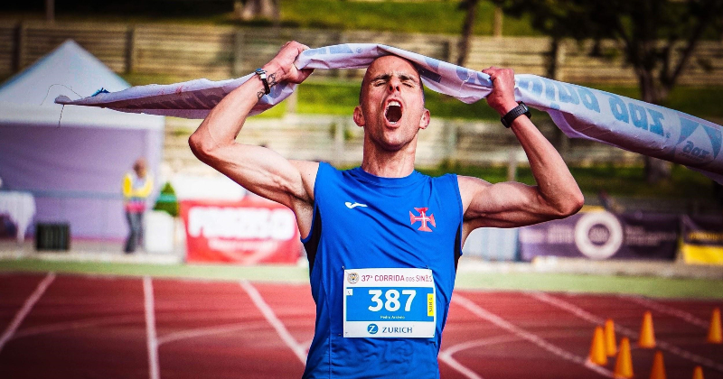 Runner crossing the finish line.