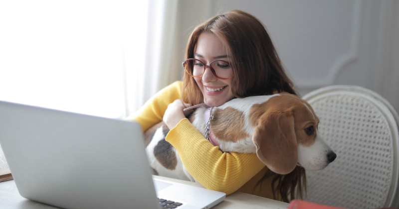 Woman working from home.